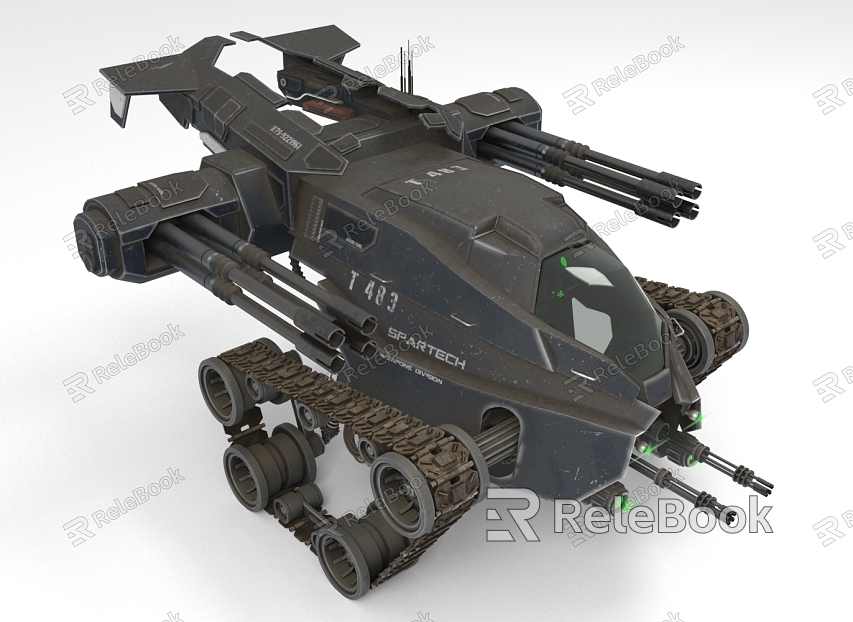 Sci-fi Tank Armed Tracked Vehicle Combat Mechanical Vehicle model