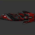 Futuristic Red And Black Sci Fi Spaceship With Detailed Mechanical Structure 3d model