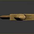 Ornate Golden Scimitar Weapon Featuring Curved Blade And Black Handle Design
