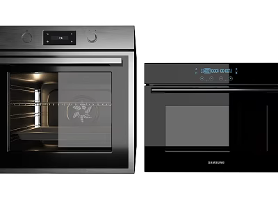 Modern Samsung Kitchen Appliances Oven And Microwave With Stainless Steel Finish 3d model