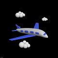 Blue And White Space Shuttle Flying Through Clouds In Space Exploration View