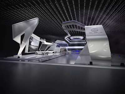 Modern showroom high-tech auto show 3d model