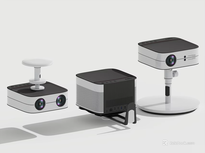 Modern Projection Monitoring Devices With Multiple Models Different Stands And Black White Design 3d model 