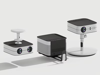 Modern Projection Monitoring Devices With Multiple Models Different Stands And Black White Design 3d model