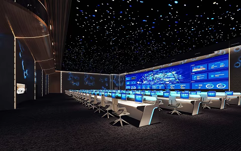 Modern monitoring room Central control room 3d model