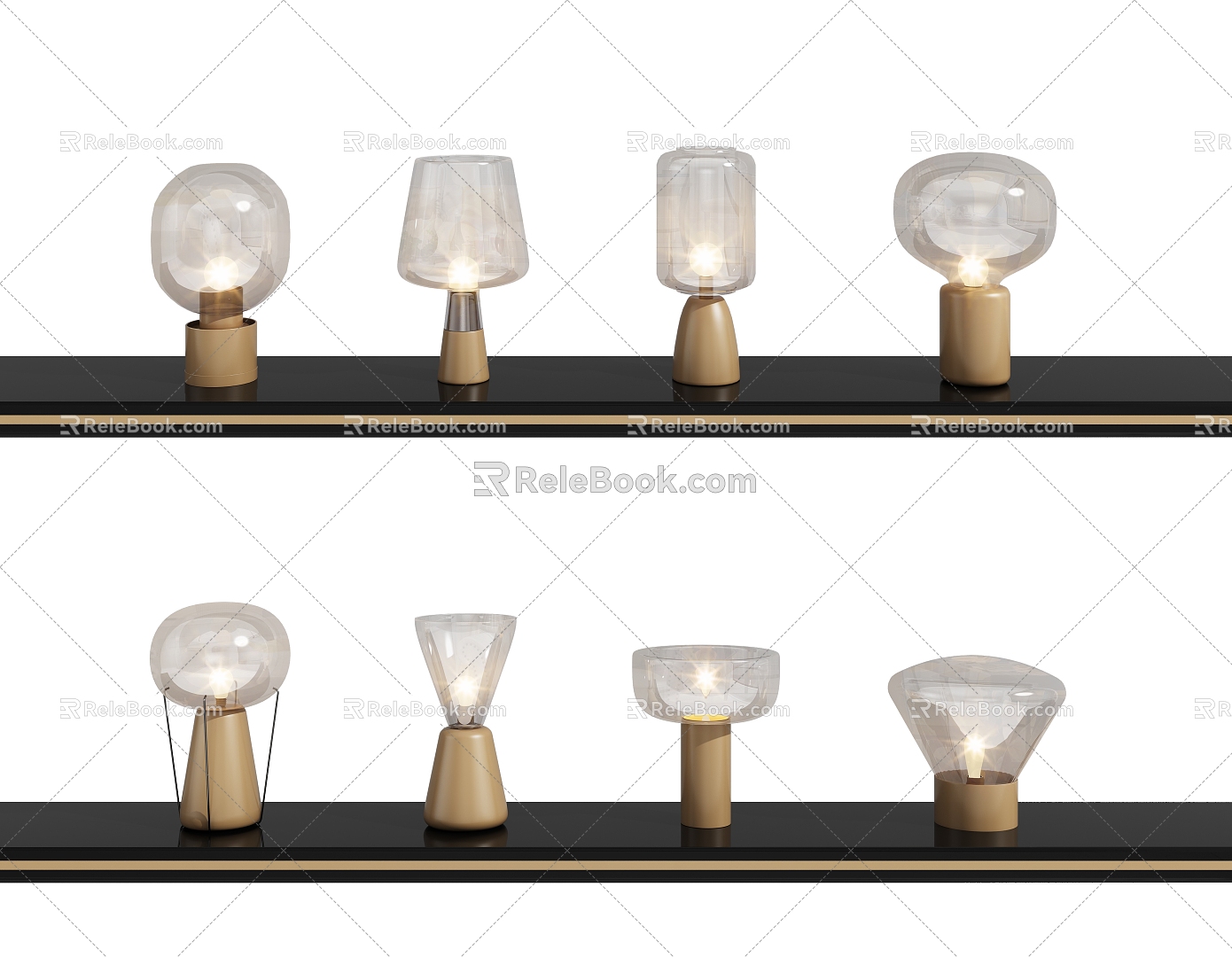 Modern table lamp combination 3d model