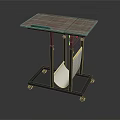 Portable Folding Desk with Wooden Top Black Metal Frame and Wheels