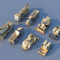 Various Construction Vehicle Models Including Toy Trucks Bulldozers And Concrete Mixers
