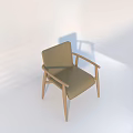 Modern Outdoor Chair With Wooden Frame Woven Seat And Armrest For Patio Use
