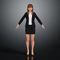 Professional Businesswoman In Black Blazer White Shirt And Black Skirt With Arms Outstretched