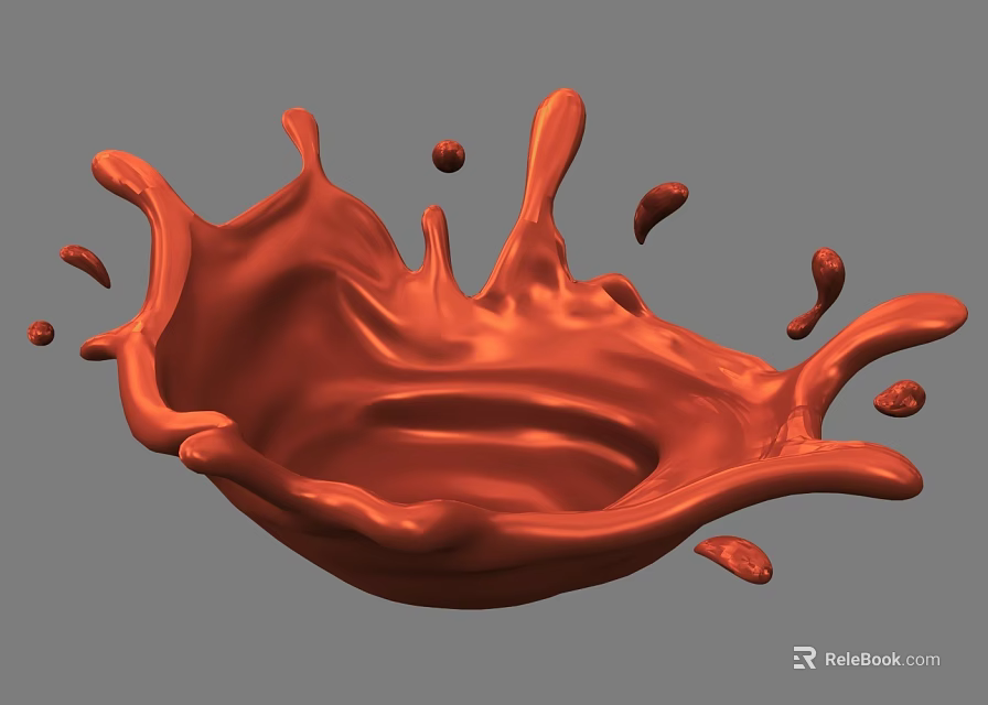 Red Liquid Splash Shaped Sculpture Modern Decorative Art Design 3d model