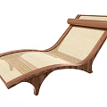 Modern Lounge Chair With Walnut Wooden Frame And Woven Rattan Seat Design