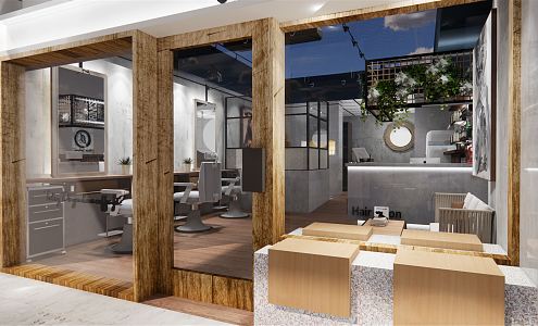 Industrial LOFT Barber Shop Hair Design 3d model