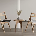 Log Dining Chair Nordic Single Chair Hans Weig Chair 3d model
