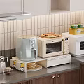 Modern Kitchen Appliances On Countertop With Air Fryer Microwave Toaster Oven And Coffee Maker