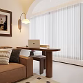 Modern Living Dining Room With Brown Sofa Framed Artworks And Coffee Table On Patterned Rug