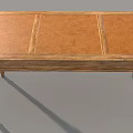 Wooden Office Desk With Carved Legs And Drawers On Gray Background