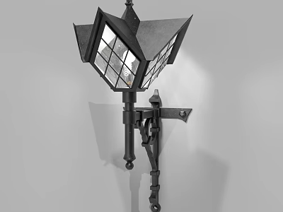 Black Metal Wall Lamp With Geometric Glass Panels And Classic Design 3d model