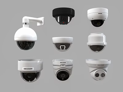 Projection Monitoring Systems With Dome Bullet And Wall Mounted Surveillance Camera Models 3d model