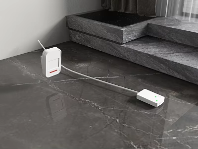 Industrial Electrical Equipment With White Cable On Marble Floor And Staircase 3d model