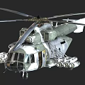 Large Transport Helicopter With Multiple Rotors Green White Fuselage Windows And Landing Gear
