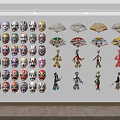 Traditional Chinese Wall Decor Design With Opera Masks Paper Fans and Shadow Puppets