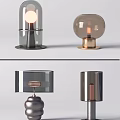 Modern Table Lamps With Glass Shades And Metal Bases In Various Designs