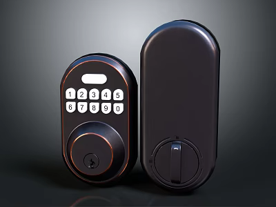 Modern Black Electronic Door Handle With Numeric Keypad And Security Features 3d model