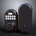 Modern Black Electronic Door Handle With Numeric Keypad And Security Features 3d model