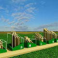 3D Letters Installation on Green Grassland Under Blue Sky with Clouds
