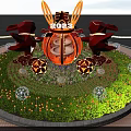2023 Festive Dragon Sculpture Decoration With Circular Frame Green Plants And Lights