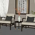 New Chinese Casual Sofa Combination Single Sofa Combination 3d model