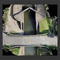 Stone Arch Bridge With Brick Masonry Over Canal Waterway Featuring Lock Gates And Side Steps 3d model