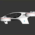 Modern Electric Flying Vehicle With Four Rotors Streamlined Body And Transparent Cockpit