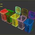 Colorful Recycling Bins In Red Green Yellow Gray And Blue With Recycle Symbol