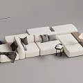 Modern Multiplayer Sofa Module Sofa Back-to-Back Sofa 3d model
