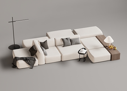 Modern Multiplayer Sofa Module Sofa Back-to-Back Sofa 3d model