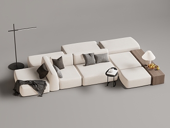 Modern Multiplayer Sofa Module Sofa Back-to-Back Sofa 3d model