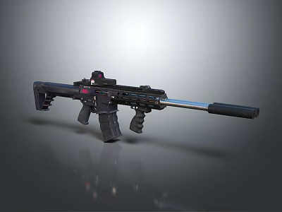 Modern Tactical Assault Rifle With Red Dot Scope Long Barrel And Ergonomic Grip 3d model