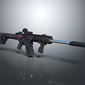Modern Tactical Assault Rifle With Red Dot Scope Long Barrel And Ergonomic Grip