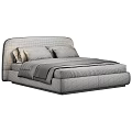 Modern Double Bed With Upholstered Soft Fabric Headboard And Multiple Color Options 3d model