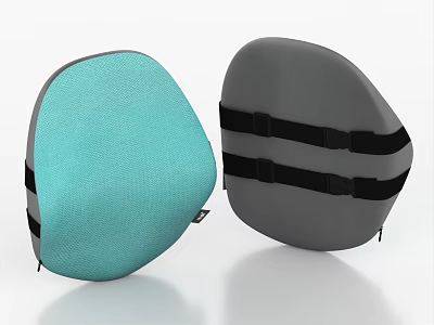 Teal And Gray Seat Cushions With Black Straps For Comfortable Support 3d model