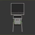 Vintage Desktop Computer With Screen Metal Stand And Colorful Green Panel