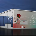 Love City Display Board With Red Rose Envelope And Design Elements 3d model