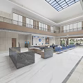 Spacious Court Hall With Service Desks And Seating Area