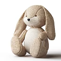 Cute Plush Bunny Doll With Long Ears Soft Beige And White Fabric
