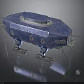 Blue Metallic Modular Structure Design With Support Legs Platforms And Ladders