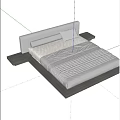 Modern Platform Bed With Gray Headboard Nightstand And Bed Linens 3d model