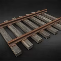 Vintage Wooden Railroad Track With Metal Rails And Sleepers Model Components