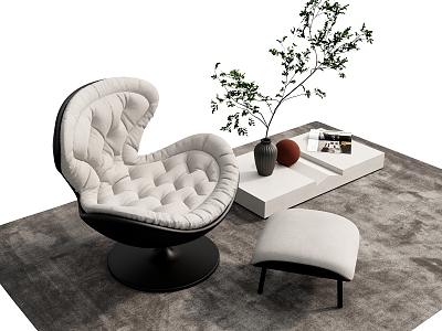 Single Sofa Chair Sofa Stool Coffee Table Carpet Vase 3d model